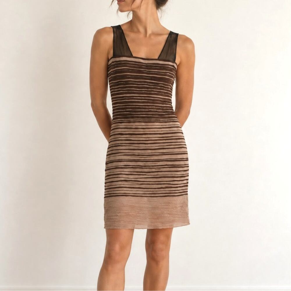 BCBG Max Azria Silk Mini Cocktail Dress Brown Ombre Formal Sleeveless Size 2/Sm